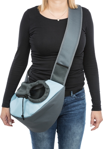 Trixie buikdrager sling draagtassen | lichtgrijs / lichtblauw 50x18x25 cm