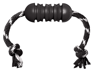 Kong extreme dental met touw | zwart/wit 12x5x5 cm
