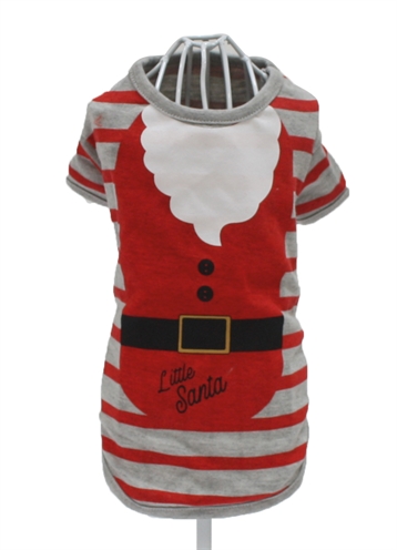 Croci t-shirt hond little santa gestreept grijs / rood