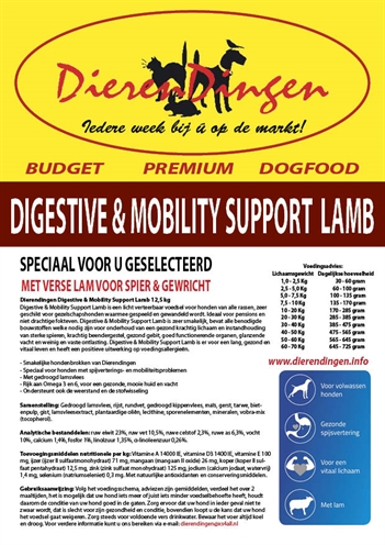 Merkloos budget premium dogfood lam 12,5 kg | digestive & mobility support