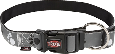 Trixie halsband hond silver reflect zwart/zilvergrijs | 40-65x2,5 cm
