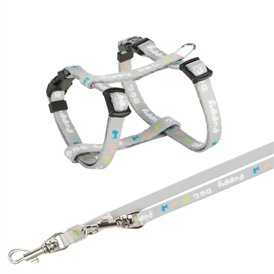 Trixie junior puppytuig lichtgrijs | 23-34x0,8 cm & 2 mtr