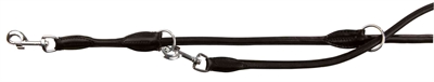 Trixie hondenriem active | verstelbaar rondgenaaid leer zwart 200x1,3 cm