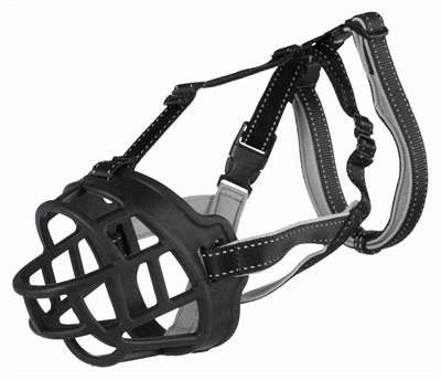 Trixie muilkorf muzzle flex silicone | zwart m-l 22x26 cm