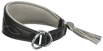 Trixie halsband active comfort | leer zwart/grijs 24-31x5 cm