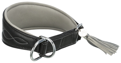Trixie halsband hond active comfort | 27-35x5,5 cm leer zwart/grijs