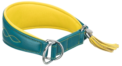 Trixie halsband active comfort voor windhonden leer petrol | 33-42x6 cm