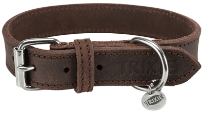 Trixie halsband hond rustic vetleer donkerbruin | 34-40x2,5 cm