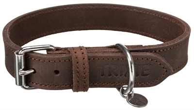 Trixie halsband hond rustic vetleer donkerbruin | 37-44x2,5 cm