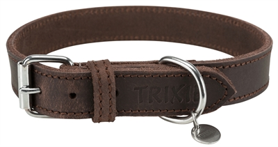Trixie halsband hond rustic vetleer donkerbruin | 42-48x2,5 cm