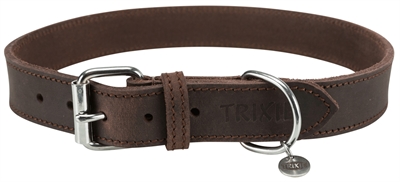Trixie halsband hond rustic vetleer donkerbruin | 57-66x3 cm