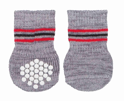 Trixie hondensokken anti-slip grijs | l-xl 3x2 st