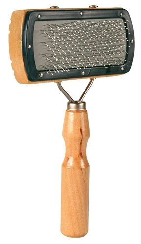 Trixie slickerborstel hout | 18x10 cm, 3 st metalen pinnen