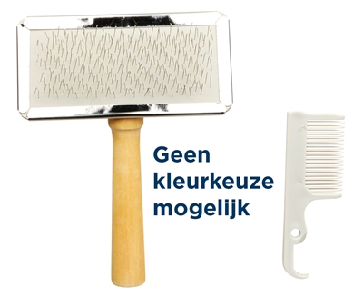 Trixie slickerborstel houten greep 13x9 cm | assorti 3 st