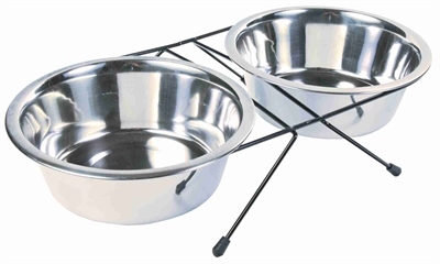 Trixie rvs voer- en waterbak-set | 2x1,8 ltr 4 st