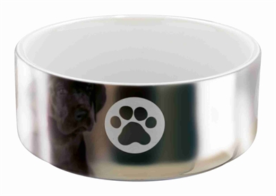 Trixie keramische voerbak poot zilver/wit | 12x12 cm, 300 ml, 4 st
