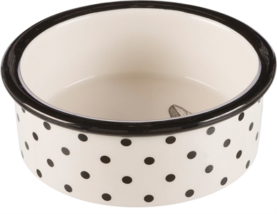 Trixie keramische voerbak/waterbak wit/zwart | 12 cm, 300 ml, 4 st