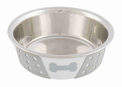Trixie voerbak rvs/silicone wit/grijs | 14x14 cm 400 ml 4 st