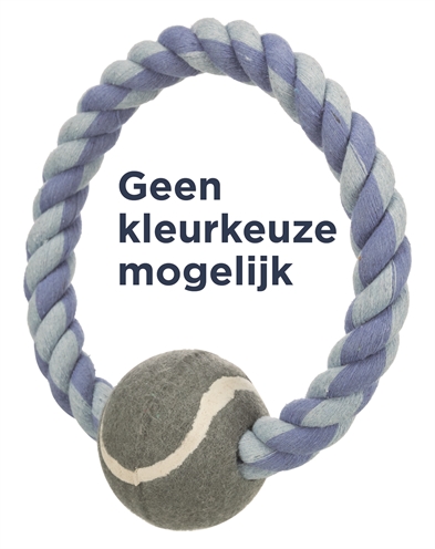 Trixie touwing met tennisbal lime/blaauw | 18x6x6 cm, 3 st