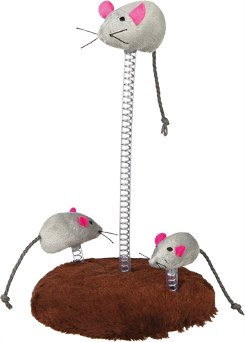 Trixie muizen op spiraalveren pluche met catnip | 2 stuks 22x15x15 cm