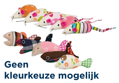 Trixie pluche muis/vis met kattenkruid | 9-12 cm, assorti 42 st