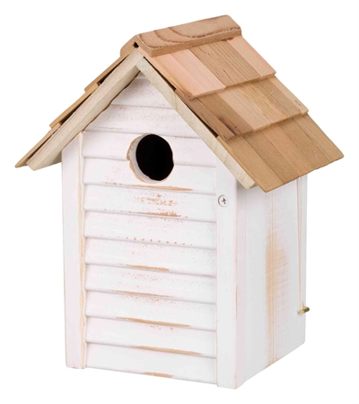 Trixie nestkastje huisje hout wit | 18x15x24 cm, gat 3 cm