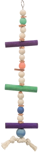Trixie speelgoed touw & kralen hout / leer meerkleurig | 28 cm 3 st
