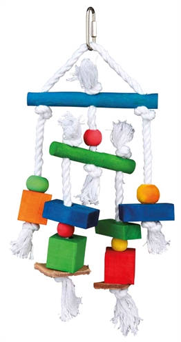 Trixie speelgoed aan touw hout meerkleurig | 24 cm, 3 st