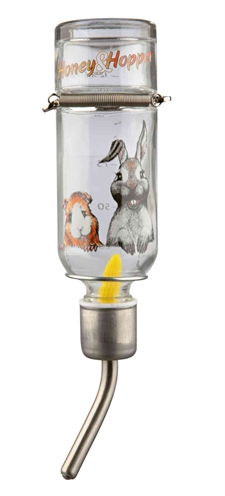 Trixie drinkfles honey&hopper glas 125 ml 3 st | spanveer/draadbeugel