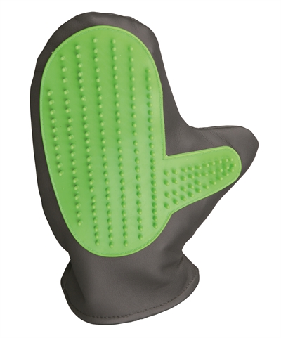 Trixie vachtverzorgingshandschoen pu/tpr groen | 21x11 cm 3 st