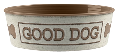 Tarhong voerbak good dog melamine wit taupe | 17x17x6 cm 950 ml