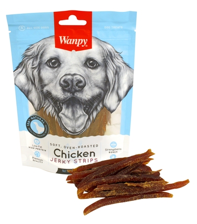 Wanpy soft oven-roasted chicken jerky strips | 100 gr