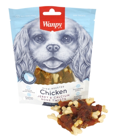 Wanpy oven-roasted chicken jerky 100 gr | calcium bone twists