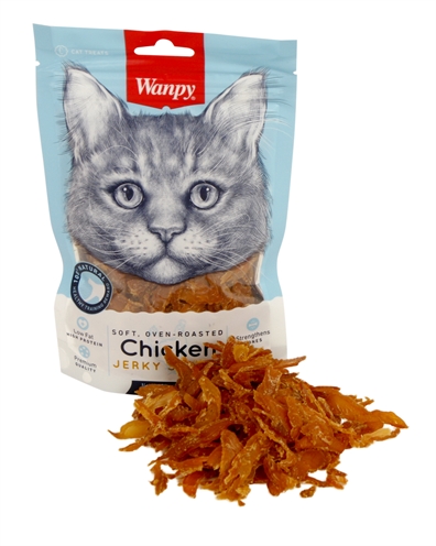 Wanpy soft oven-roasted chicken jerky strips | 80 gr