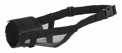 Trixie muilkorf polyester met gaas inzet zwart | xs-s 15-20 cm