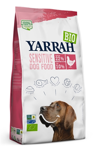 Yarrah biologische brokken sensitive kip 10 kg | hondenvoer zonder suiker