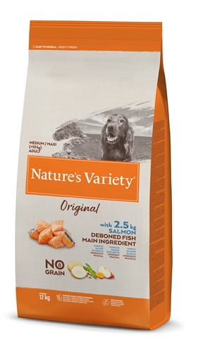 Natures variety original adult medium/maxi salmon 12 kg | graanvrij
