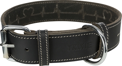 Trixie halsband hond rustic vetleer | 47-55x4 cm - zwart