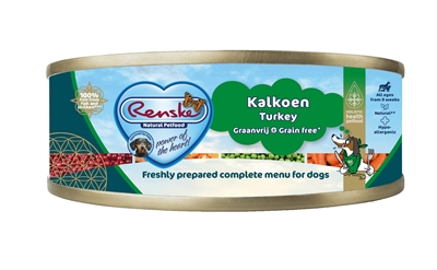 Renske renske hond vers vlees kalkoen graanvrij | 24x95 gr