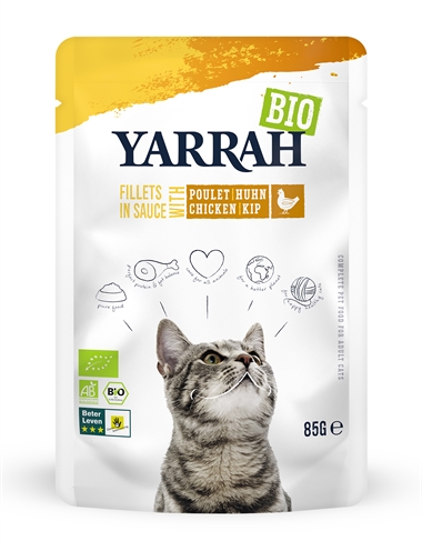 Yarrah biologische kattenvoer filets met kip in saus | 14x85 gr