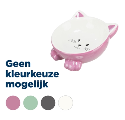 Trixie keramische verhoogde voerbak kattenkop | 14 cm 150 ml 4st