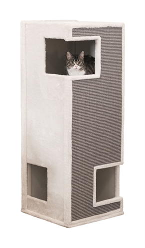 Trixie krabhuis cat tower gerardo pluche / sisal wit / grijs