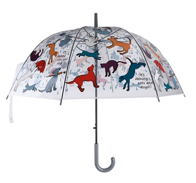 Merkloos paraplu cats and dogs | transparant 83x83x81,5 cm