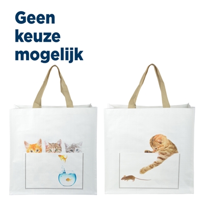 Merkloos shoppingbag kiekeboe kat assorti | 40x14x40 cm