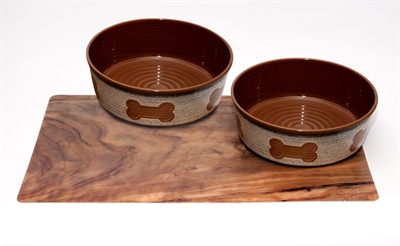 Tarhong print taupe set 2 voerbakken / placemat olive