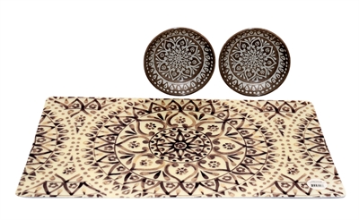 Tarhong boho set kat 2 voerbakken taupe / placemat boho