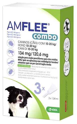 Krka amflee combo spot on hond | 10-20 kg, 134 mg, 3 pip