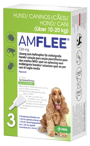 Krka amflee spot on hond | 10-20 kg 134 mg 3 pip