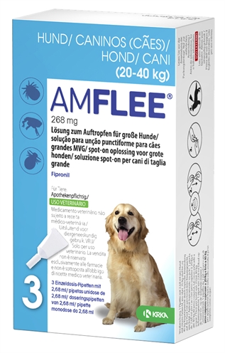Krka amflee spot on hond | 20-40 kg, 268 mg, 3 pip