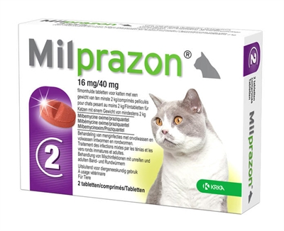 Krka krka milprazon ontwormingstabletten kat | >2 kg 16 mg/40 mg 2 tbl